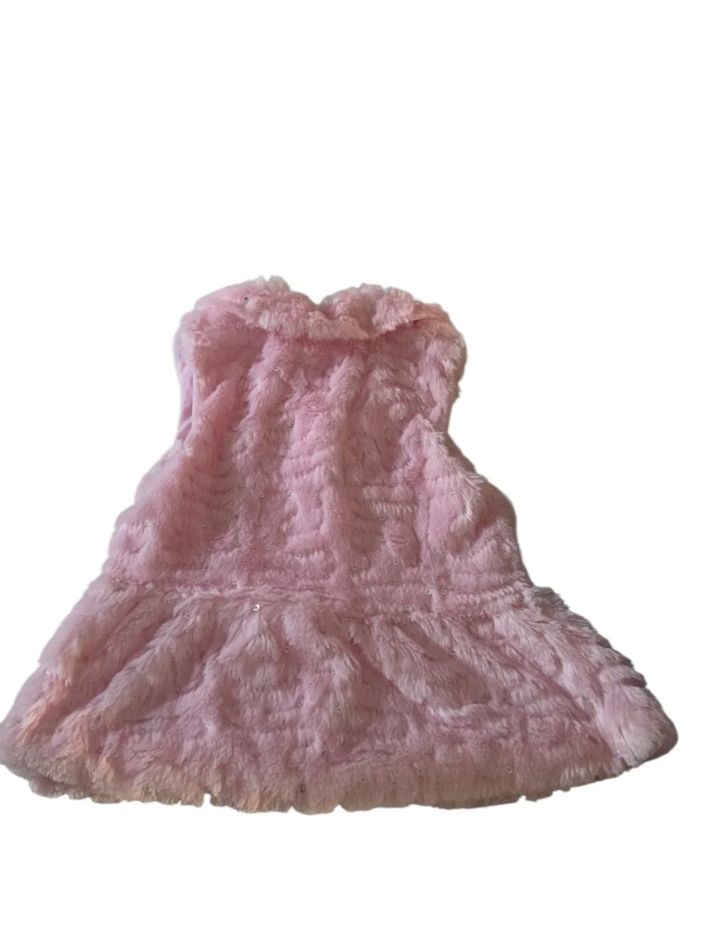 Little Lass Girls 3T Pink Faux Fur Vest Sequin Silver Rose Belt Dressy